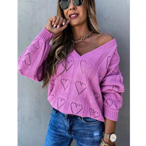 Loose Women's sweater knitted pullover Small